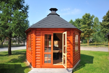 6-eckiges Gartenpavillon "Tom" aus Holz mit Grill