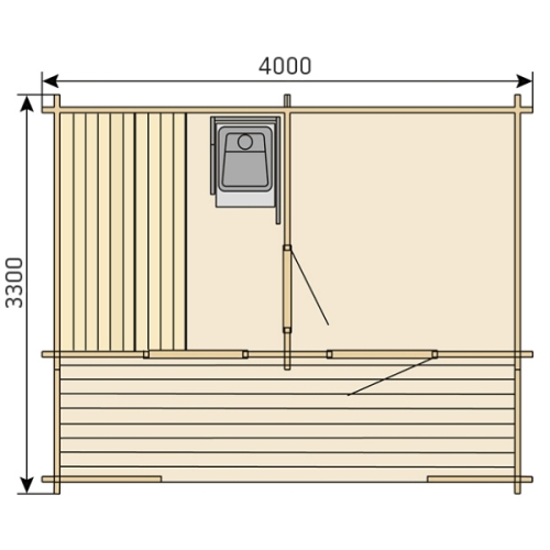 Saunahaus Gartensauna Andrea 400 x 330 cm Plan